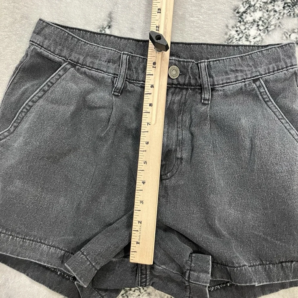 ASOS Design Womens Black Denim Shorts Size 32 High Rise Rolled Cuff Casual